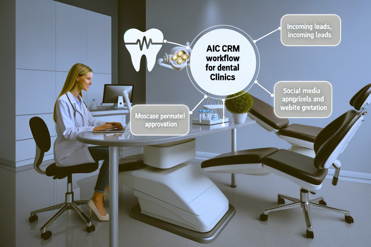 CRM lead tracking and message workflow visual for dental clinics in Miami