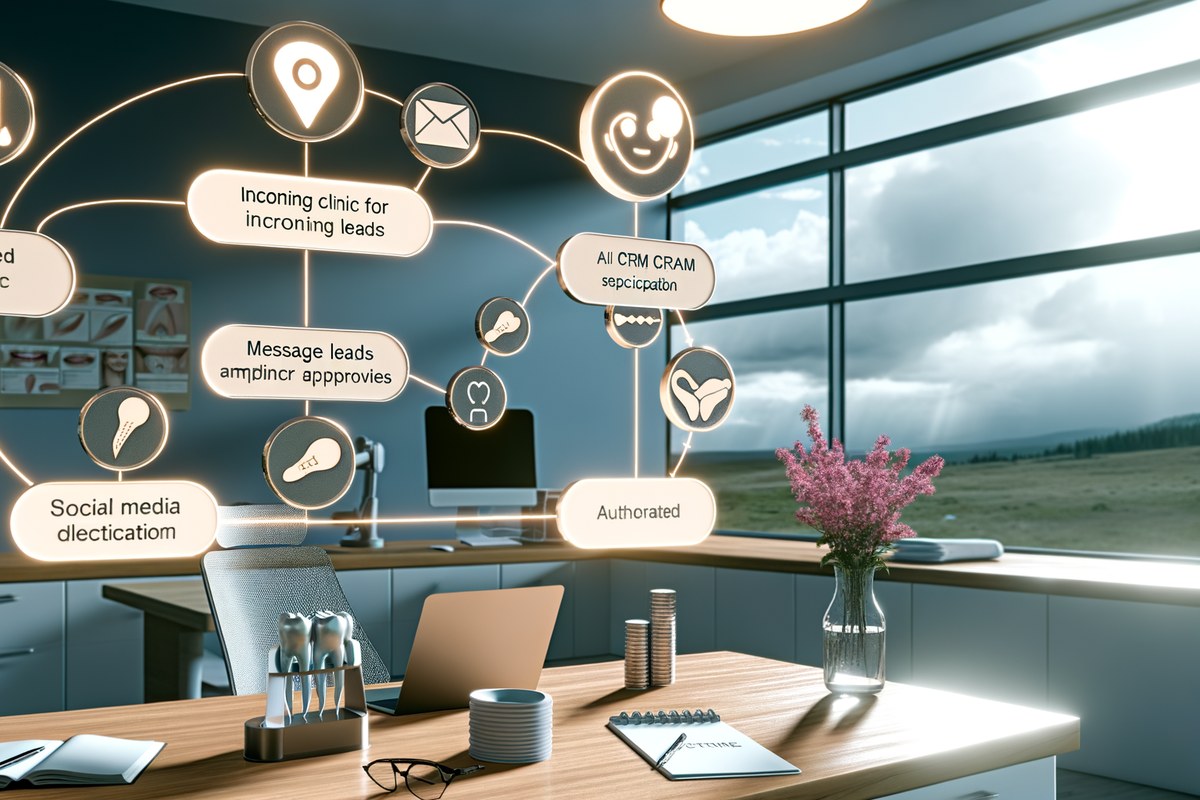 Miami Dental Clinic CRM Workflow CRM lead tracking and message workflow visual for dental clinics in Miami
