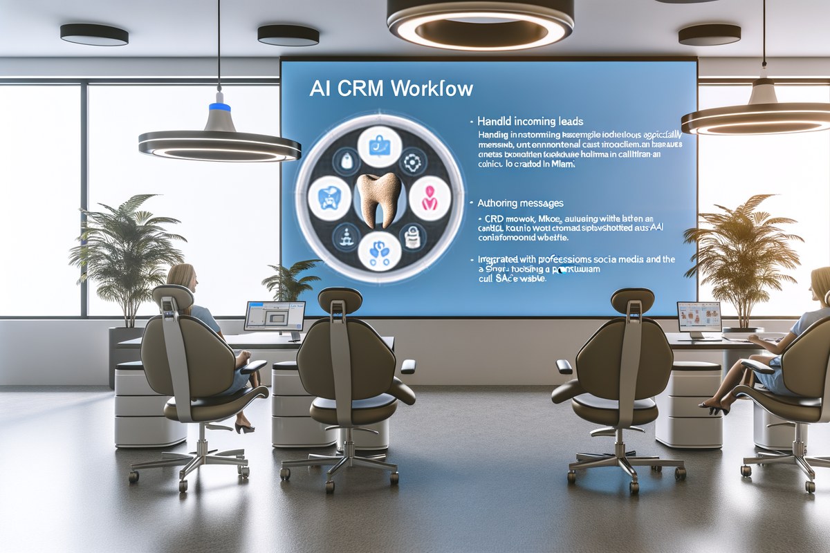 Miami Dental Clinic CRM Workflow CRM lead tracking and message workflow visual for dental clinics in Miami
