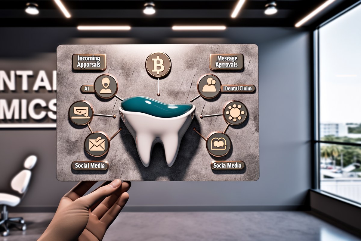 Miami Dental Clinic CRM Workflow CRM lead tracking and message workflow visual for dental clinics in Miami