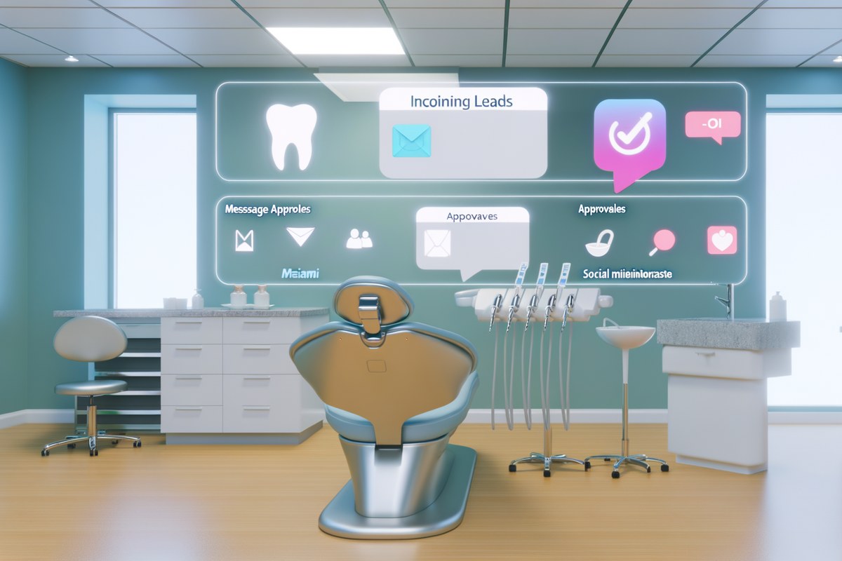 Miami Dental Clinic CRM Workflow CRM lead tracking and message workflow visual for dental clinics in Miami