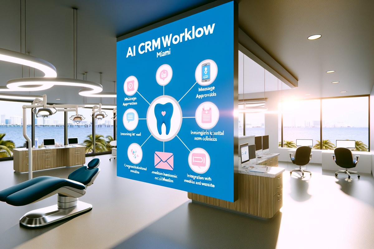 AI CRM workflow visual for dental clinics in Miami