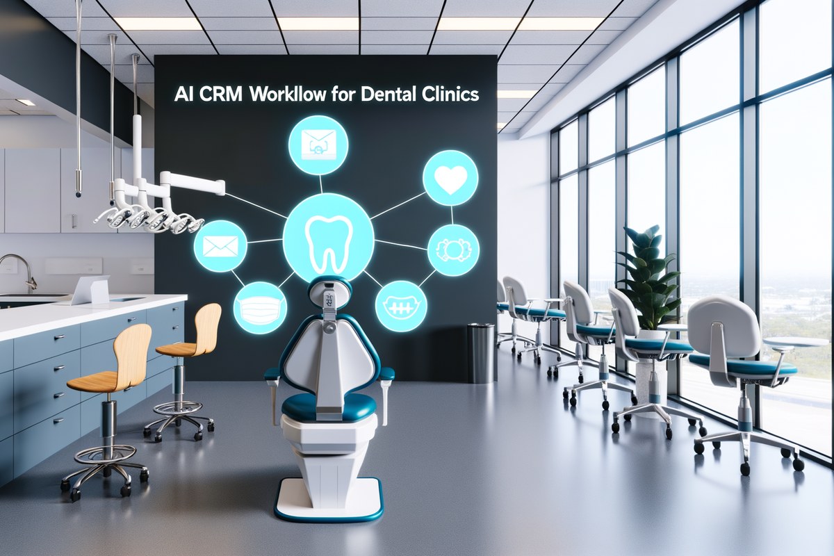 Miami Dental Clinic CRM Workflow CRM lead tracking and message workflow visual for dental clinics in Miami