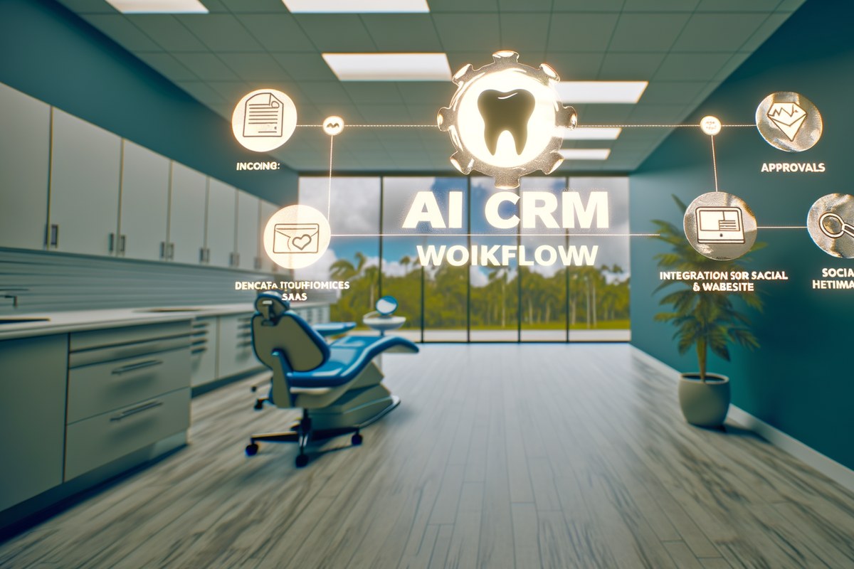 Miami Dental Clinic CRM Workflow CRM lead tracking and message workflow visual for dental clinics in Miami