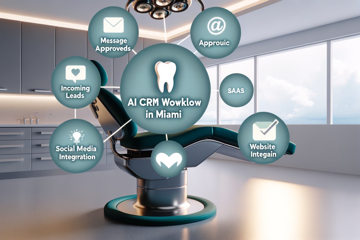 Miami Dental Clinic CRM Workflow CRM lead tracking and message workflow visual for dental clinics in Miami