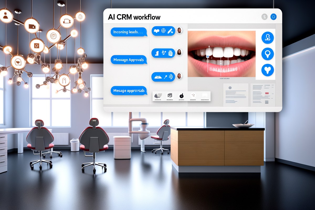 Miami Dental Clinic CRM Workflow CRM lead tracking and message workflow visual for dental clinics in Miami