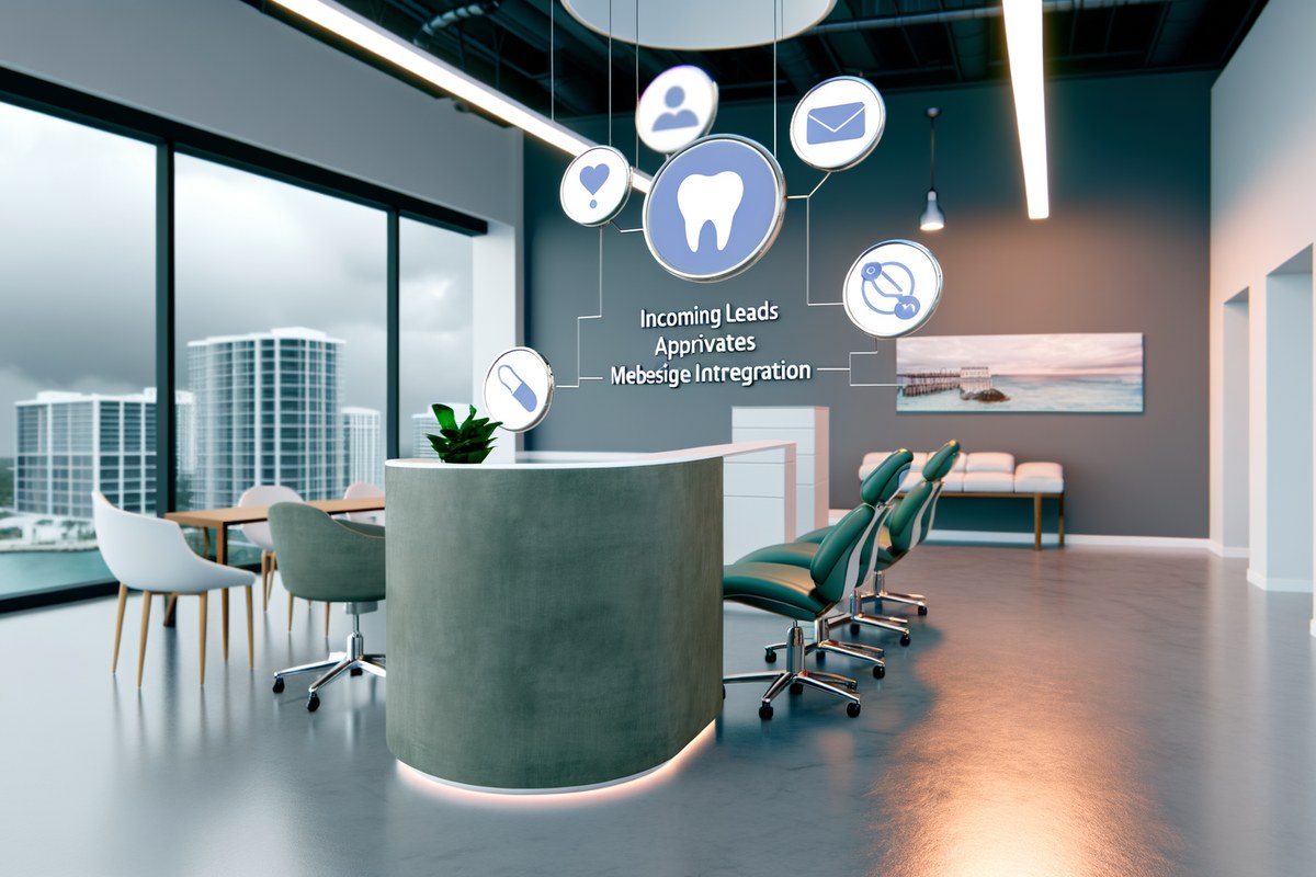 Miami Dental Clinic CRM Workflow CRM lead tracking and message workflow visual for dental clinics in Miami