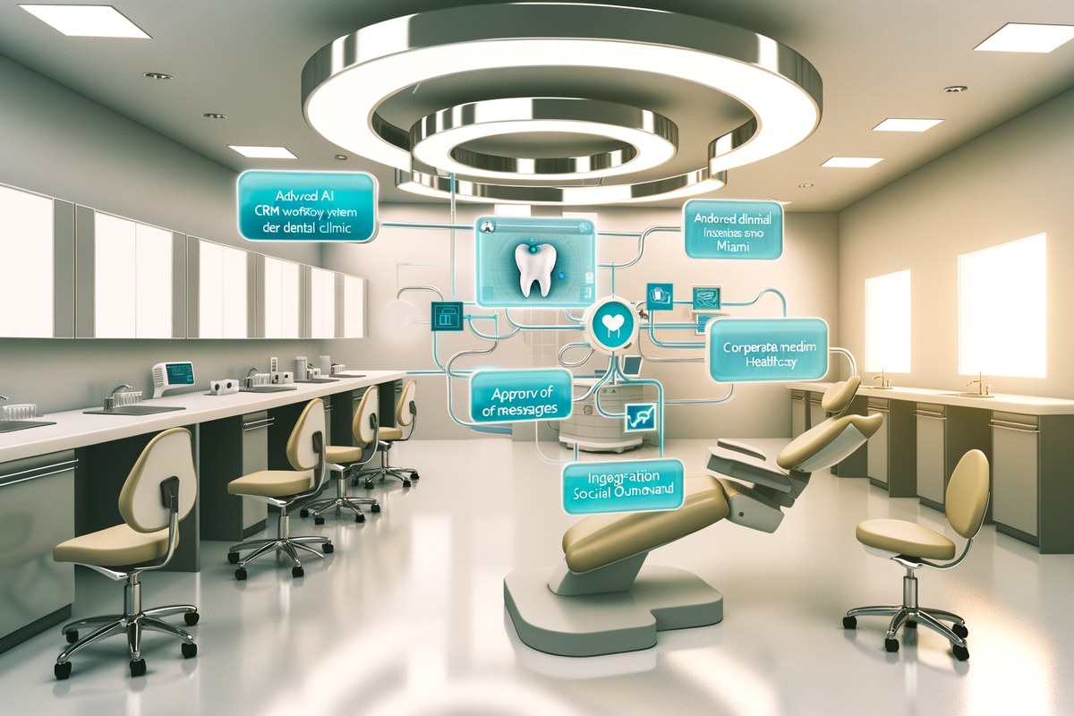 CRM lead tracking and message workflow visual for dental clinics in Miami