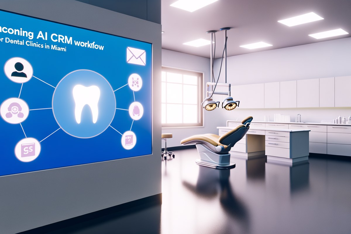 Miami Dental Clinic CRM Workflow CRM lead tracking and message workflow visual for dental clinics in Miami