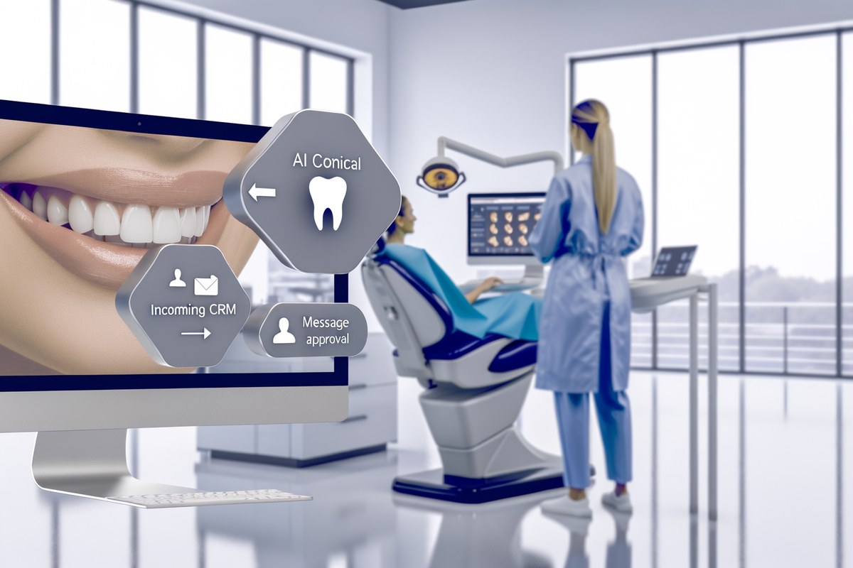 Miami Dental Clinic CRM Workflow AI CRM lead tracking and message workflow visual for dental clinics in Miami
