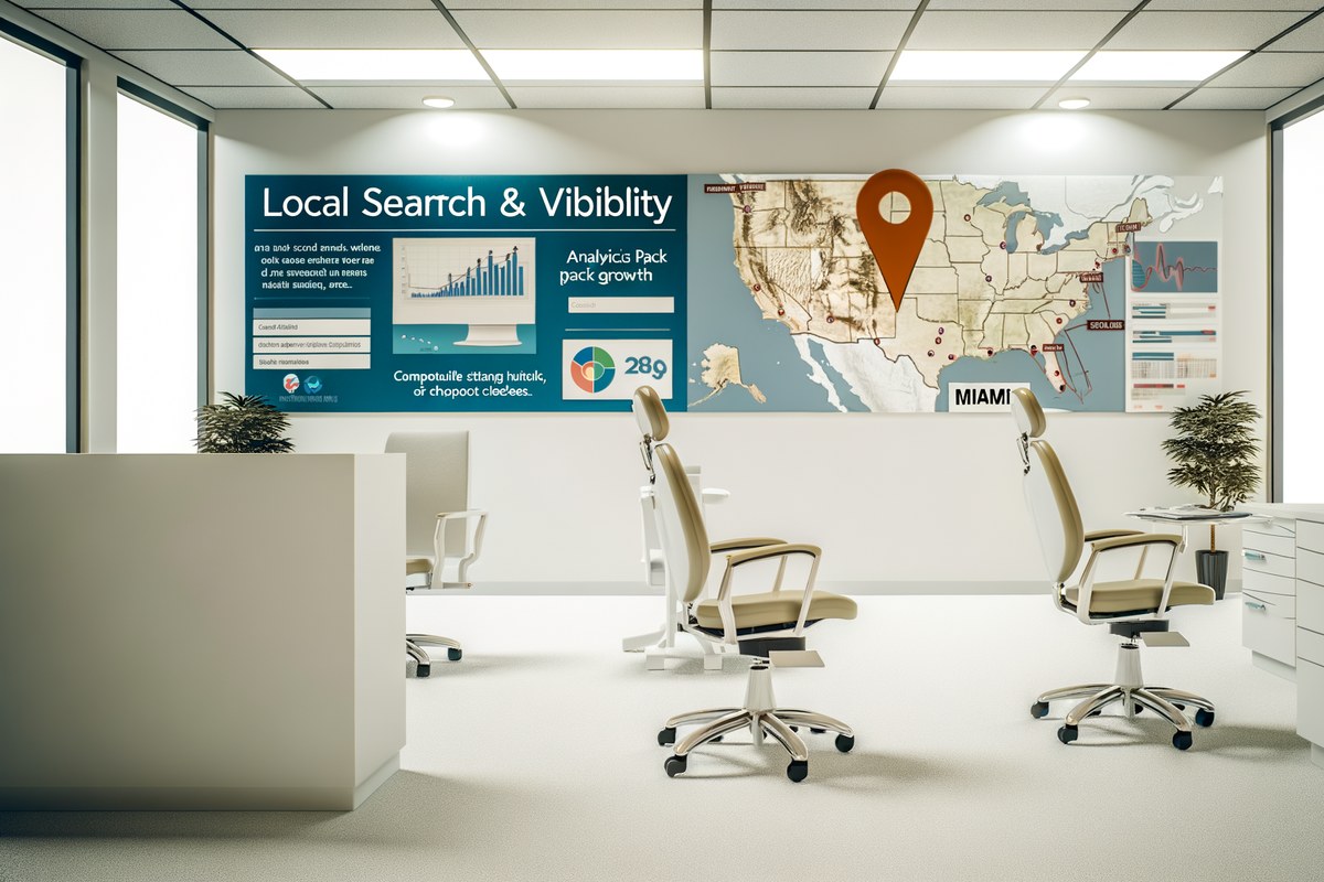 Miami Dental Clinic Local Visibility Strategy Local SEO and visibility strategy visual for dental clinics in Miami