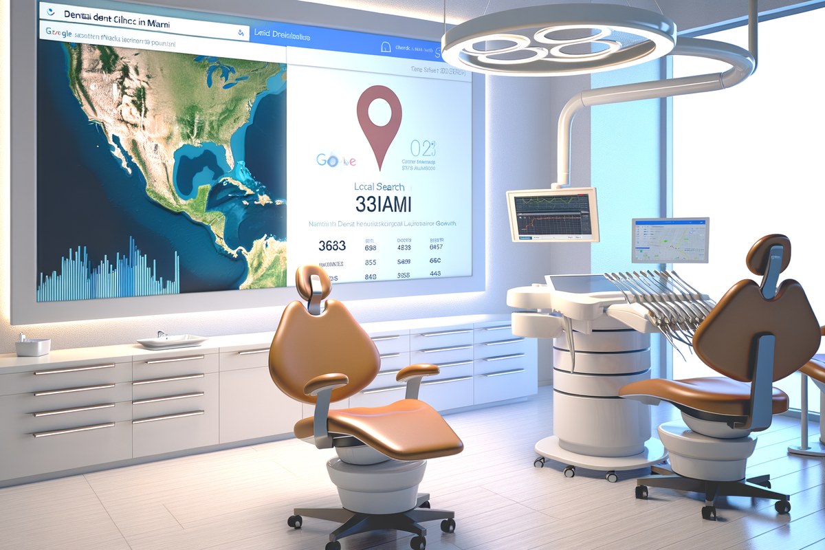 Local SEO and visibility strategy visual for dental clinics in Miami