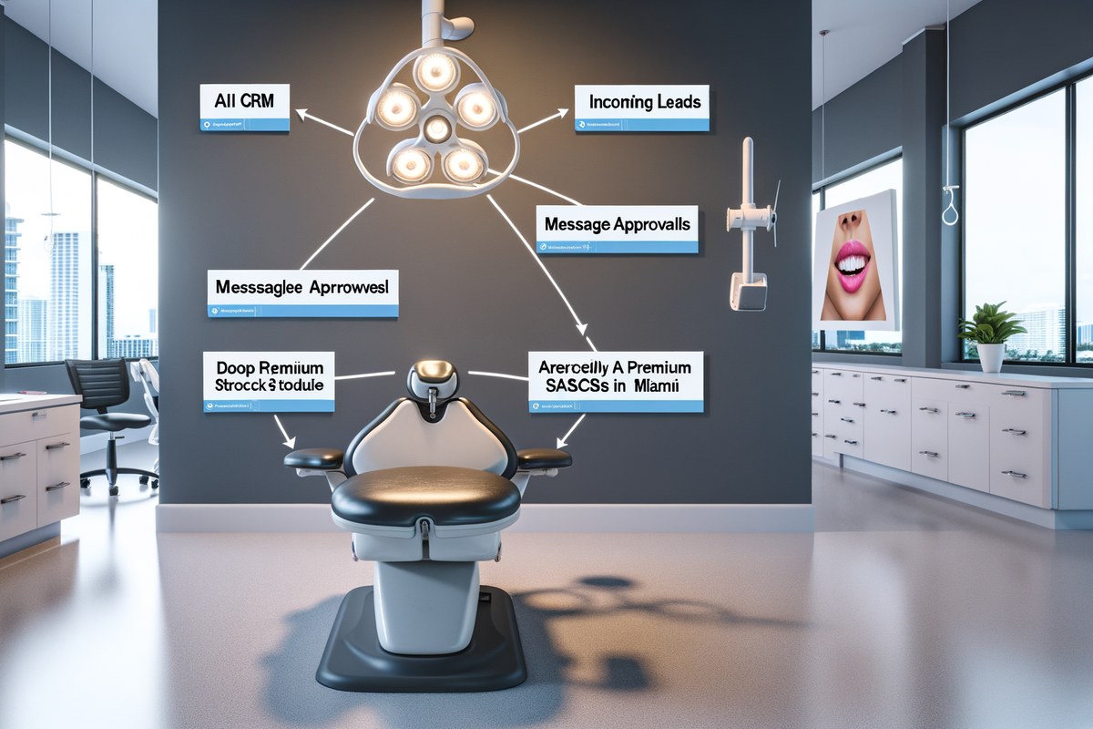 Miami Dental Clinic CRM Workflow CRM lead tracking and message workflow visual for dental clinics in Miami
