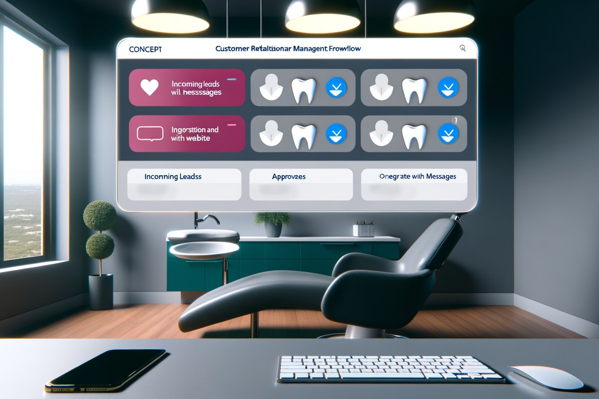 Miami Dental Clinic CRM Workflow CRM lead tracking and message workflow visual for dental clinics in Miami