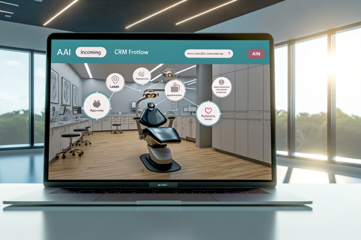 Miami Dental Clinic CRM Workflow CRM lead tracking and message workflow visual for dental clinics in Miami