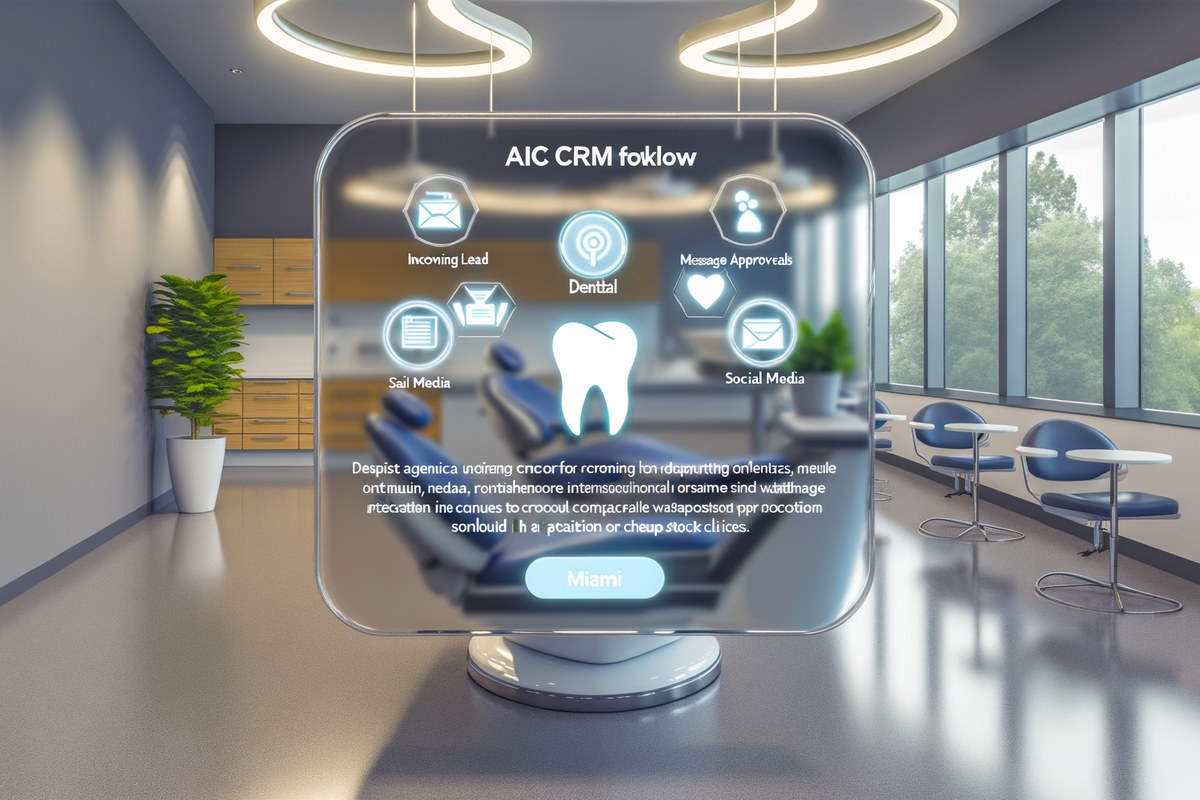 Miami Dental Clinic CRM Workflow CRM lead tracking and message workflow visual for dental clinics in Miami