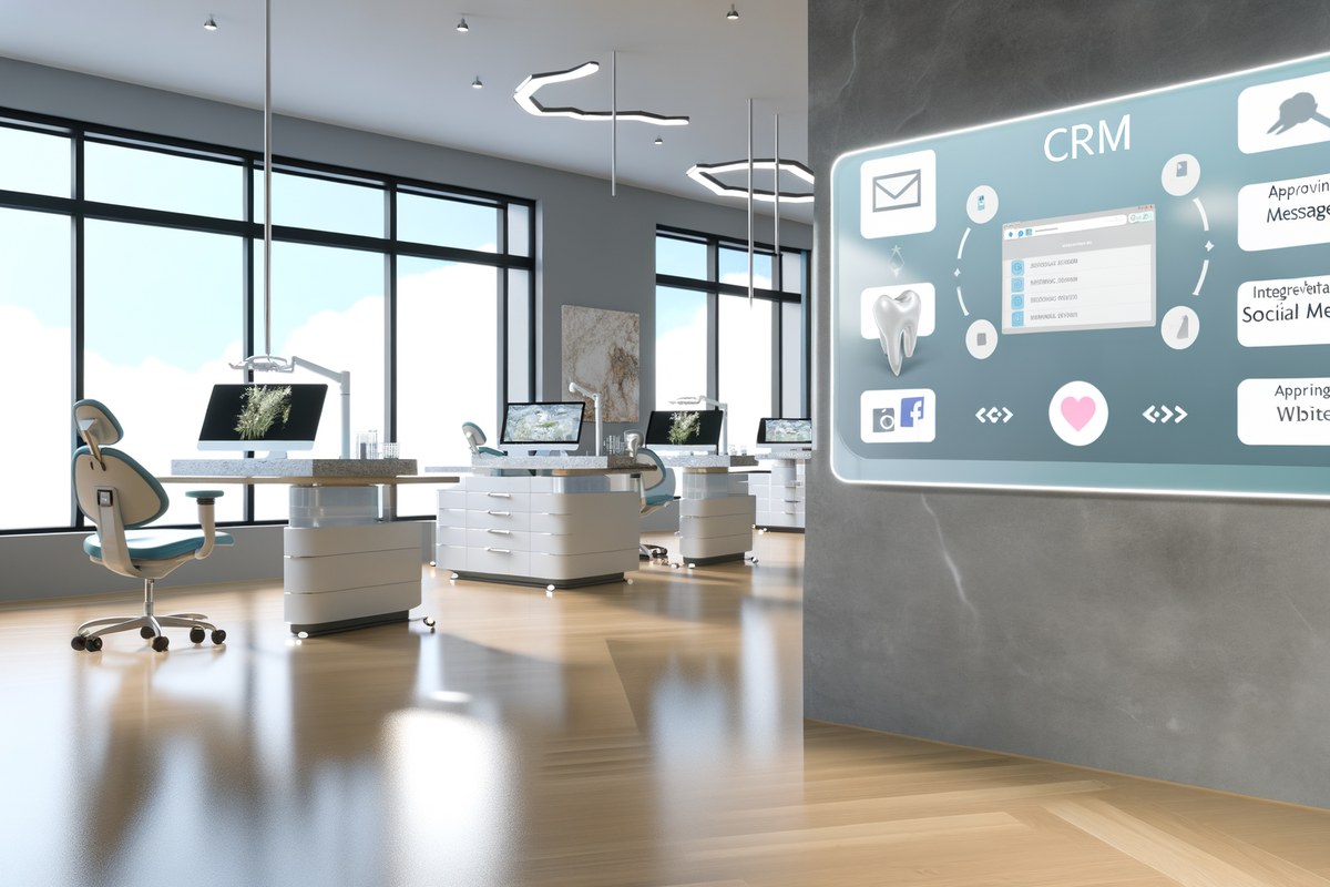 CRM lead tracking and message workflow visual for dental clinics in Miami