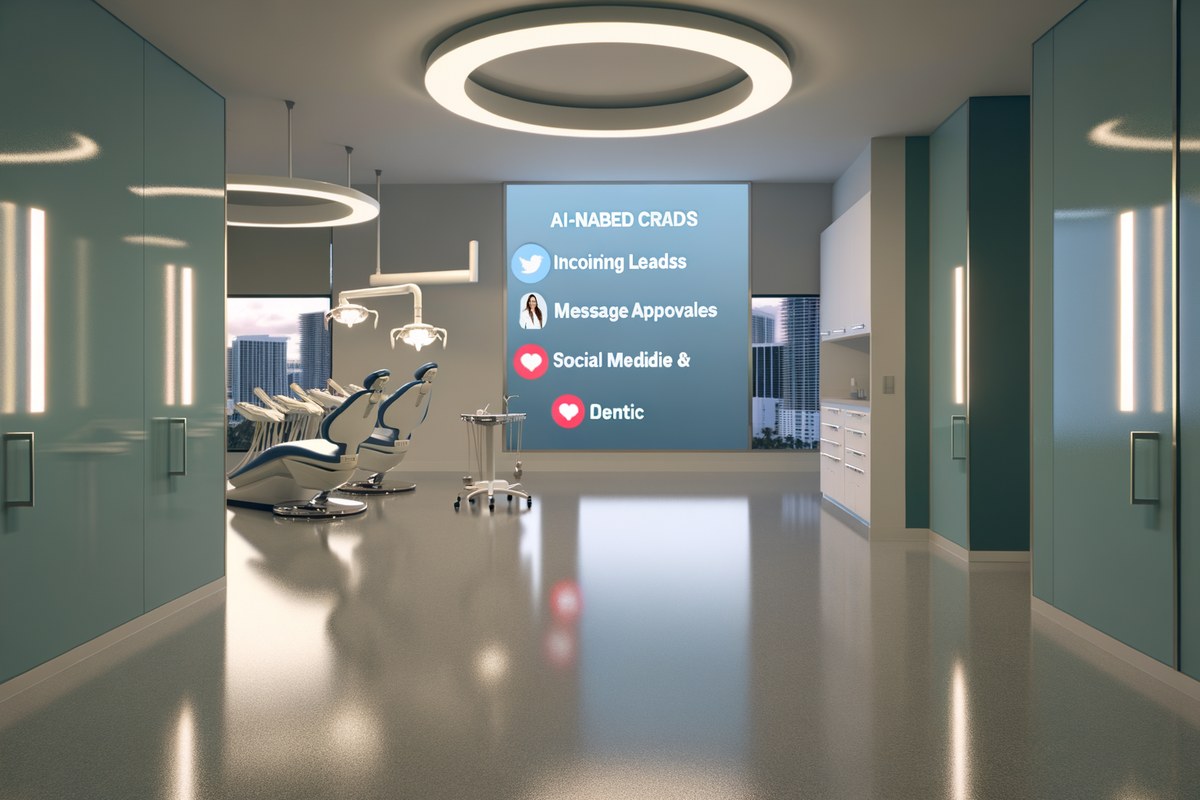 CRM lead tracking and message workflow visual for dental clinics in Miami