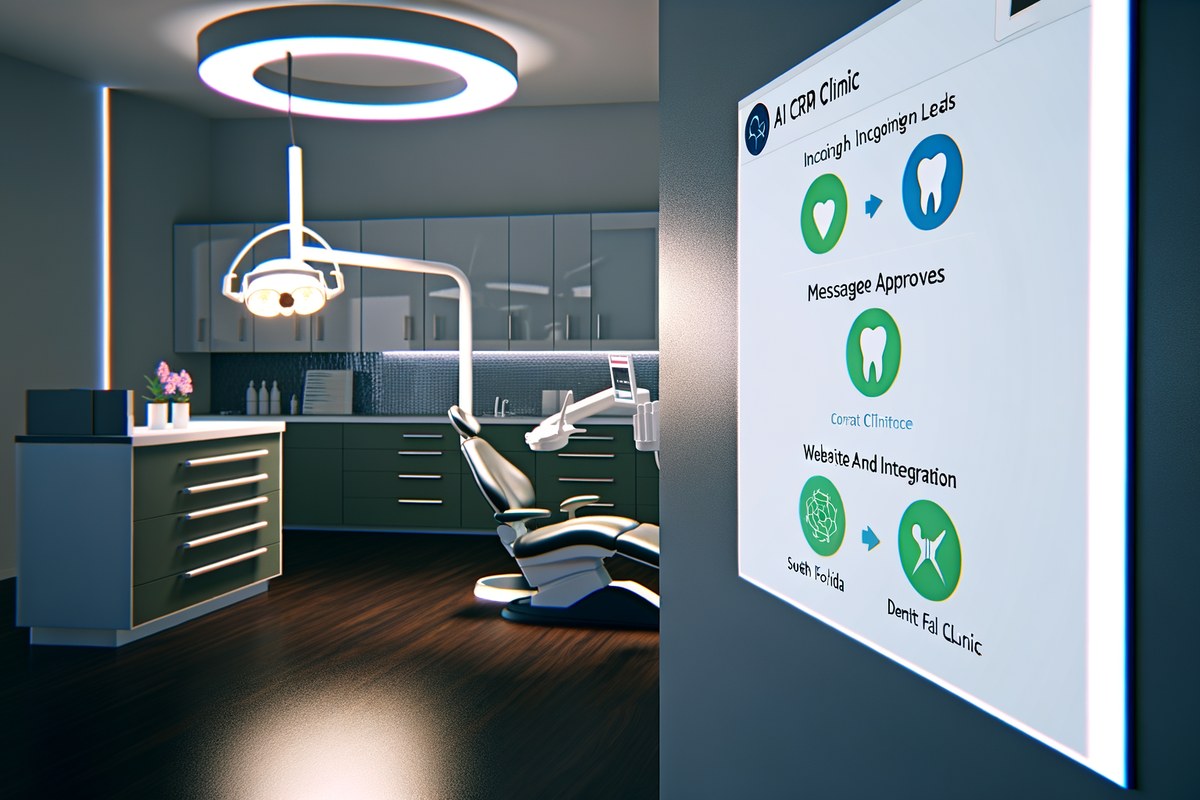 CRM lead tracking and message workflow visual for dental clinics in Miami