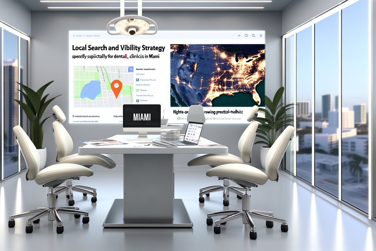 Miami Dental Clinic Local Visibility Strategy Local SEO and visibility strategy visual for dental clinics in Miami