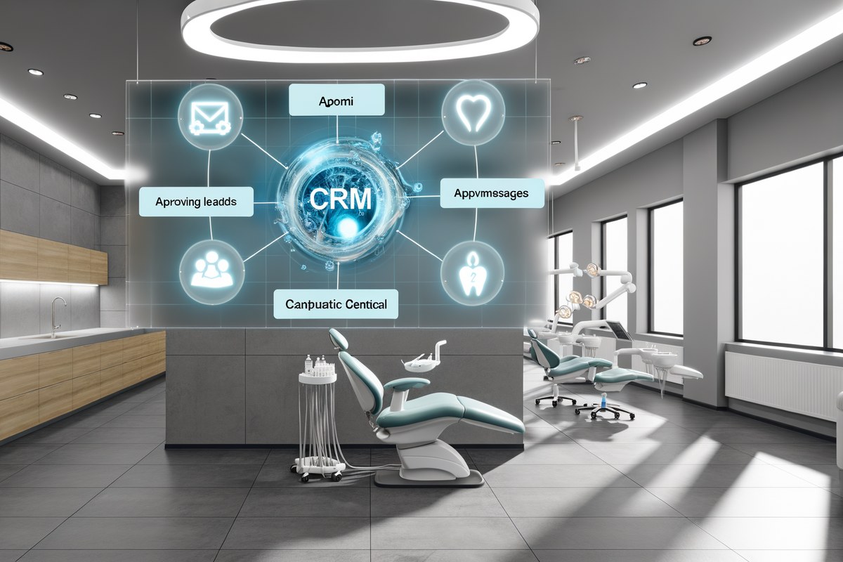 CRM lead tracking and message workflow visual for dental clinics in Miami