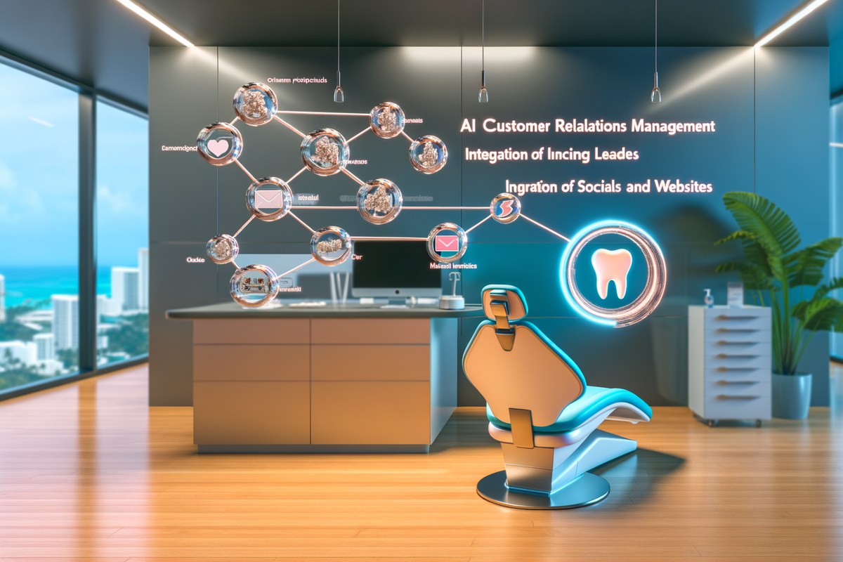 CRM lead tracking and message workflow visual for dental clinics in Miami