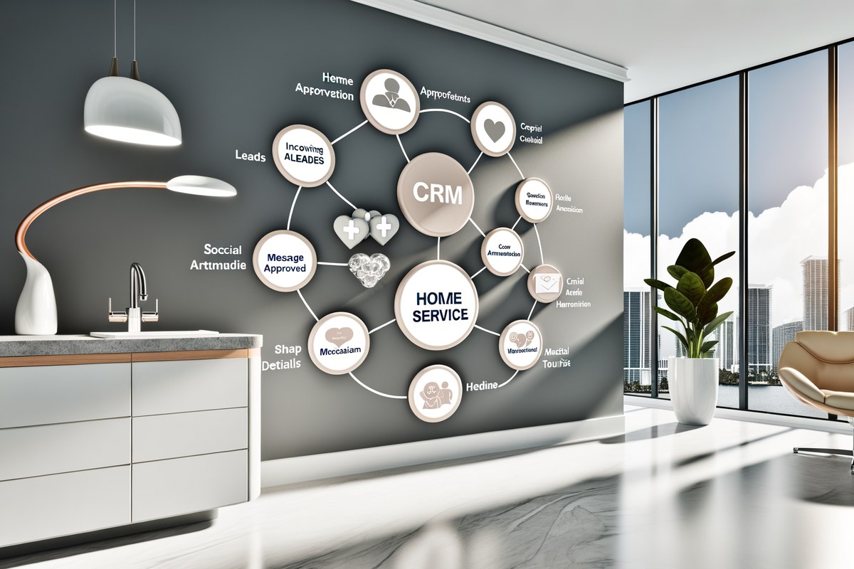 Miami Home Service Company CRM Workflow CRM lead tracking and message workflow visual for home service companies in Miami