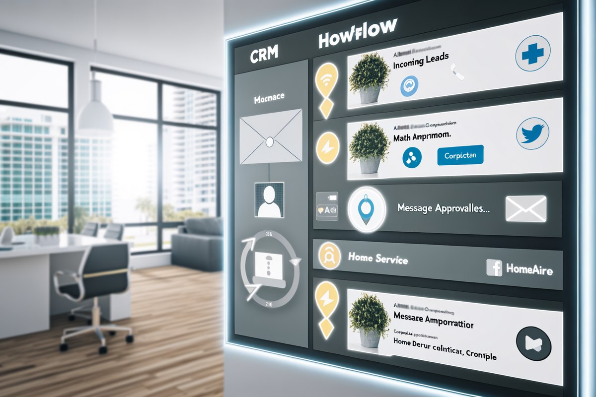 CRM lead tracking and message workflow visual for home service companies in Miami
