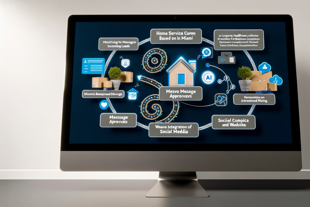 Miami Home Service Company CRM Workflow CRM lead tracking and message workflow visual for home service companies in Miami