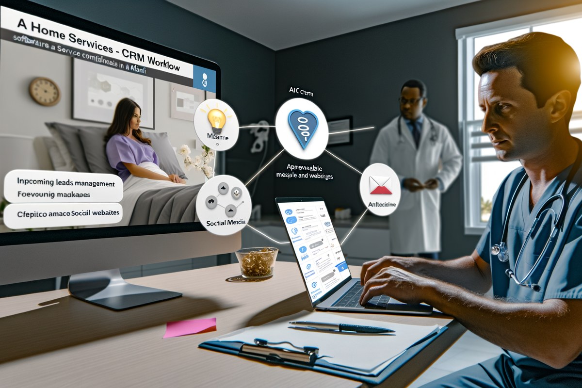 Miami Home Service Company CRM Workflow CRM lead tracking and message workflow visual for home service companies in Miami