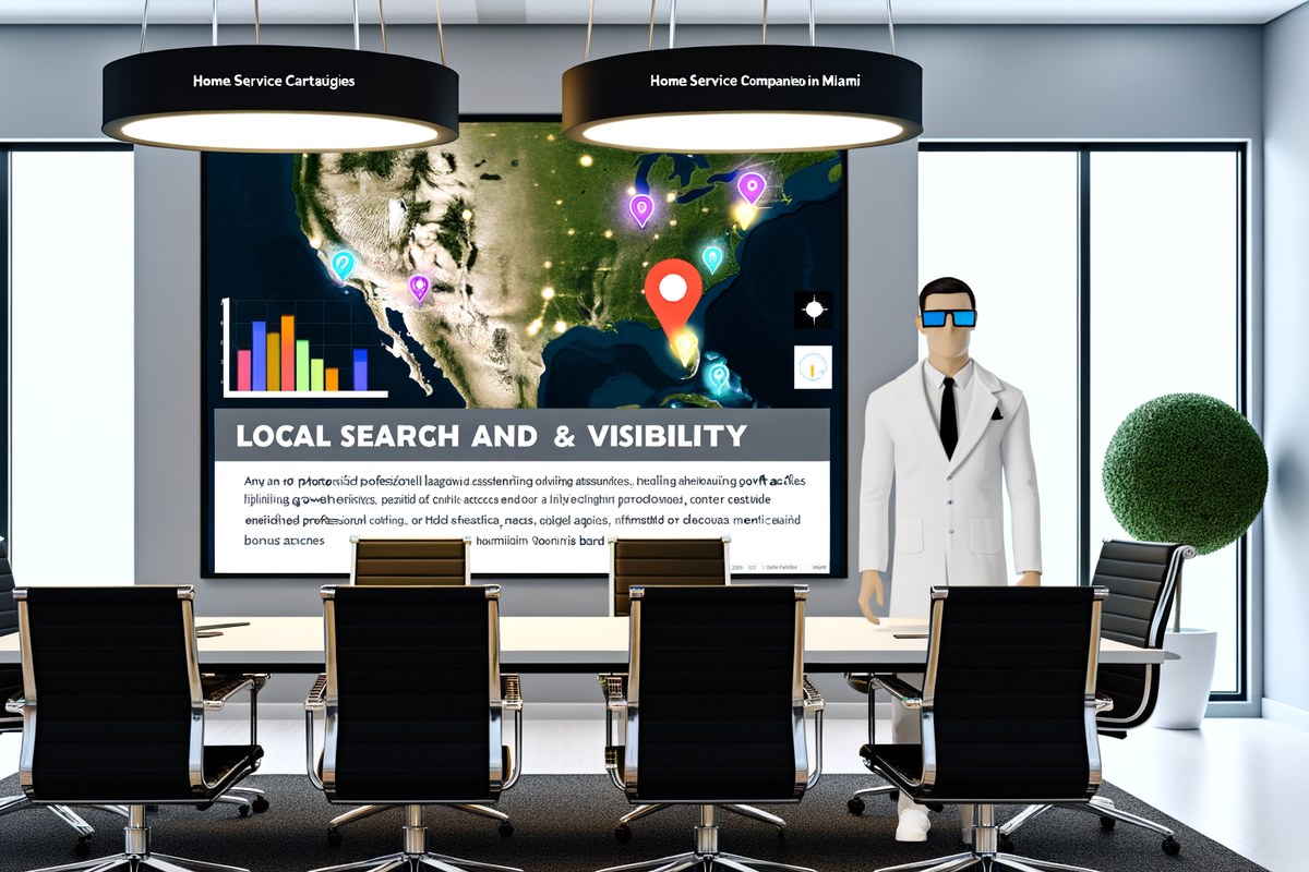 Local SEO and visibility strategy visual for home service companies in Miami