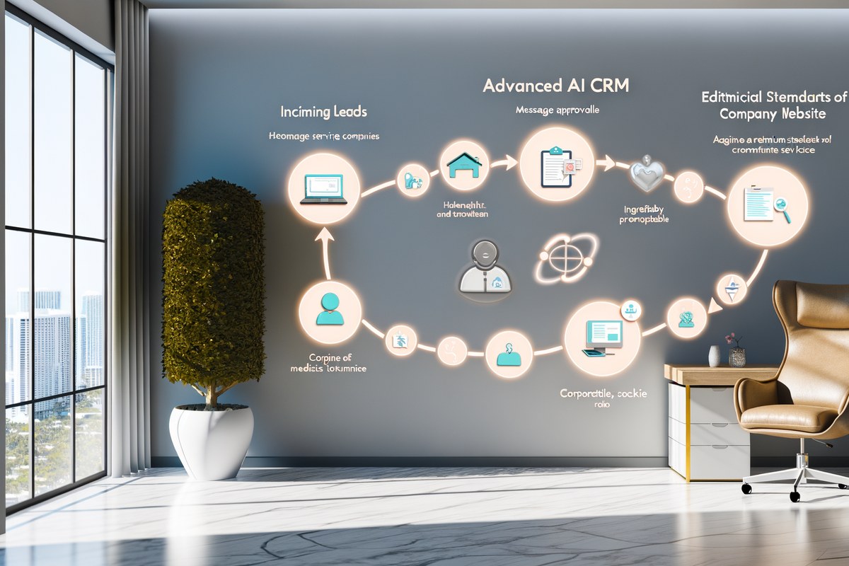 Miami Home Service Company CRM Workflow CRM lead tracking and message workflow visual for home service companies in Miami