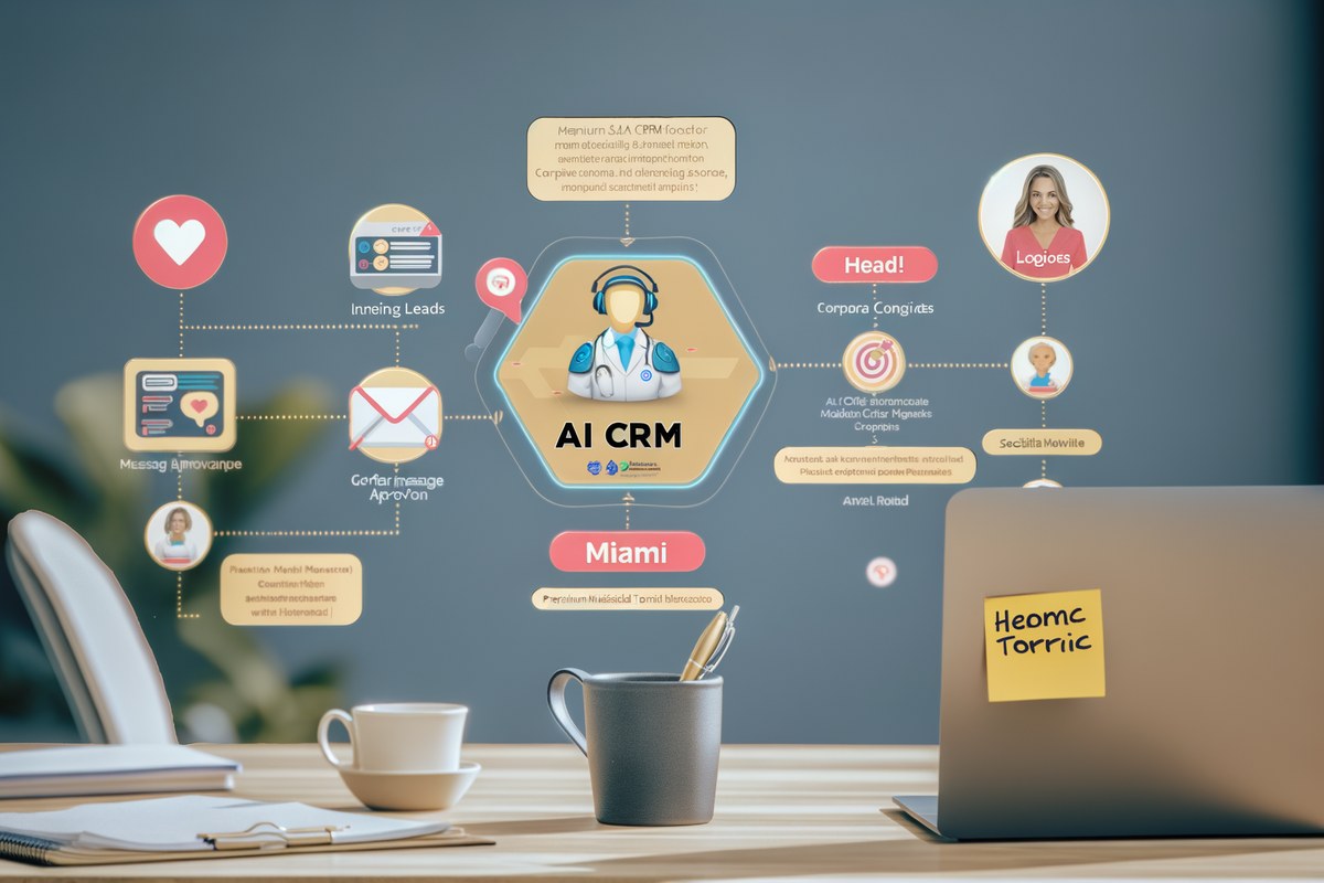 CRM lead tracking and message workflow visual for home service companies in Miami