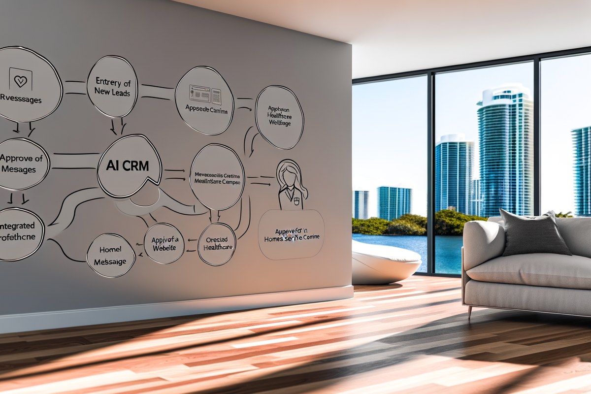 Miami Home Service Company CRM Workflow CRM lead tracking and message workflow visual for home service companies in Miami