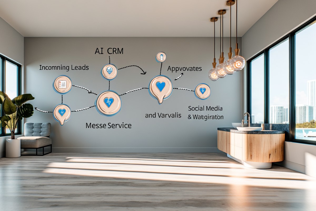 Miami Home Service Company CRM Workflow CRM lead tracking and message workflow visual for home service companies in Miami