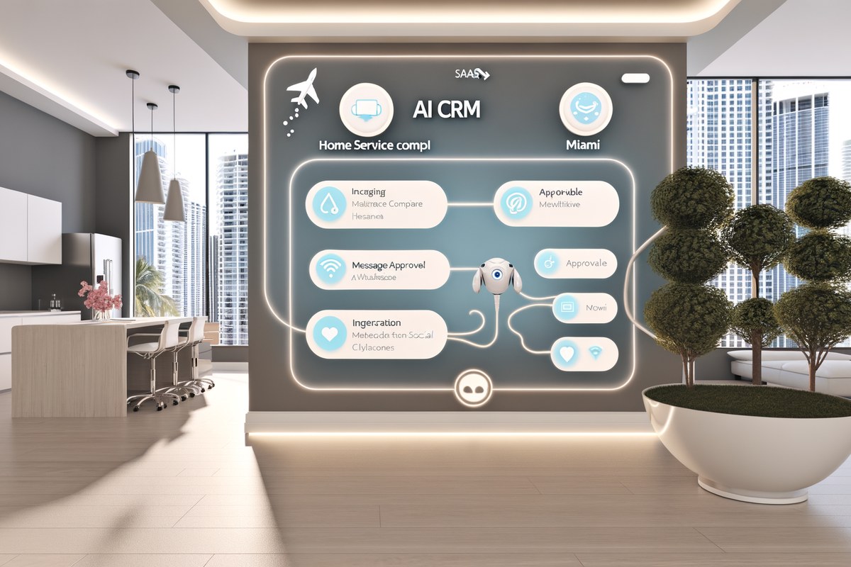 CRM lead tracking and message workflow visual for home service companies in Miami