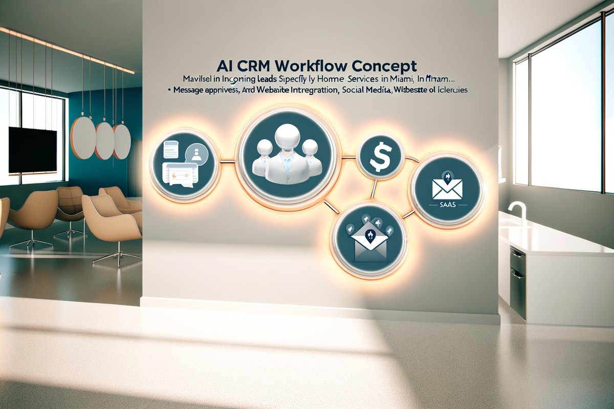 Miami Home Service Company CRM Workflow CRM lead tracking and message workflow visual for home service companies in Miami