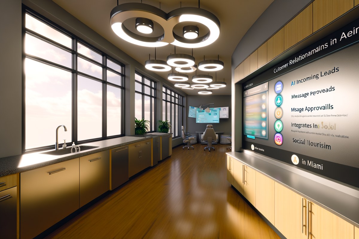 CRM lead tracking and message workflow visual for home service companies in Miami