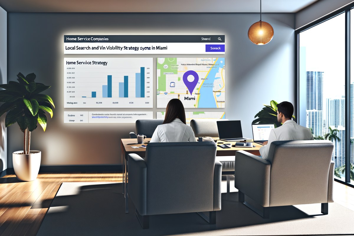 Local SEO and visibility strategy visual for home service companies in Miami