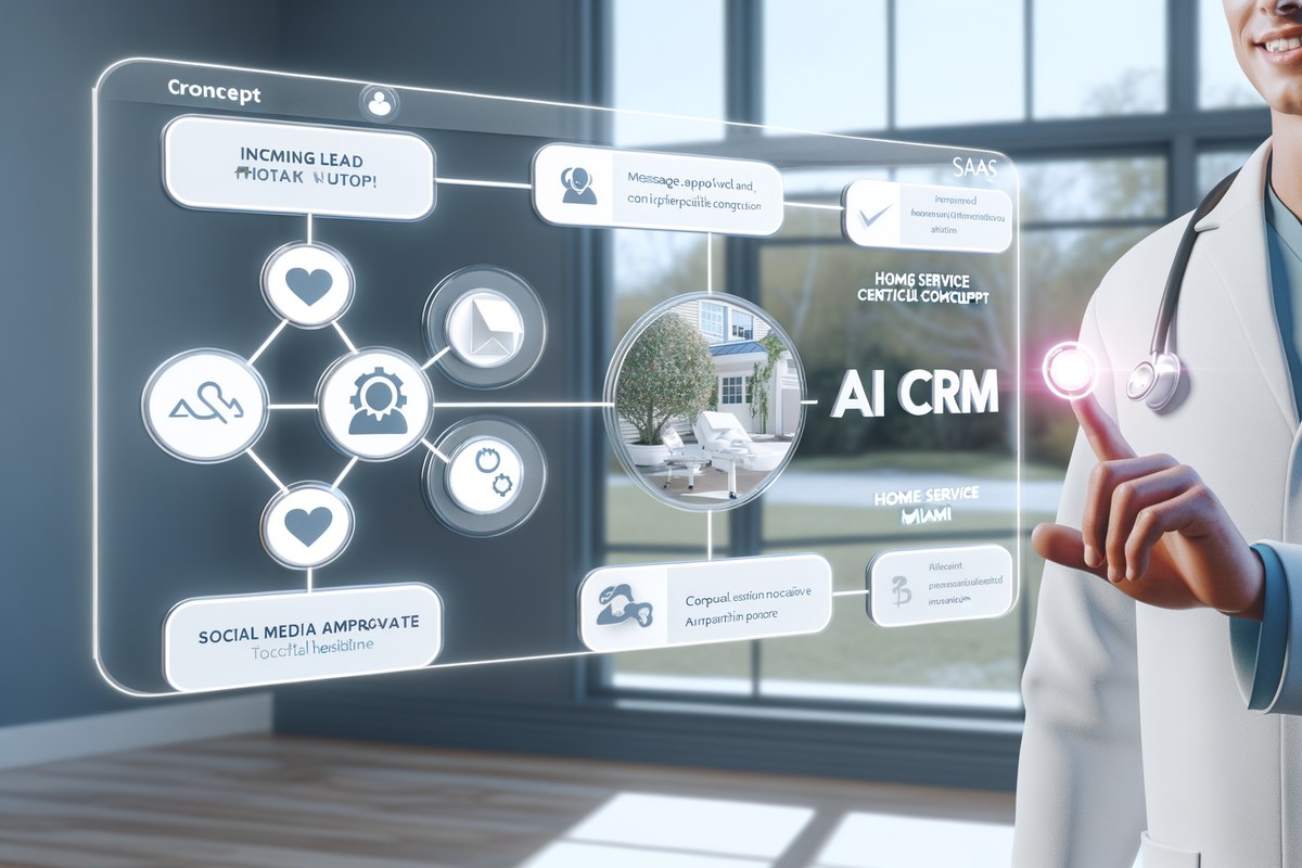 Miami Home Service Company CRM Workflow CRM lead tracking and message workflow visual for home service companies in Miami