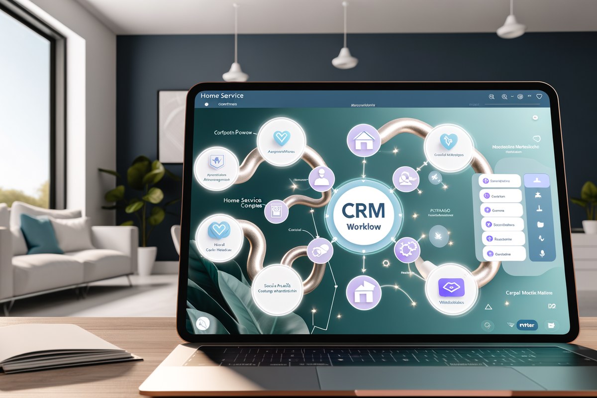 AI-powered CRM lead tracking and message workflow visual for home service companies in Miami