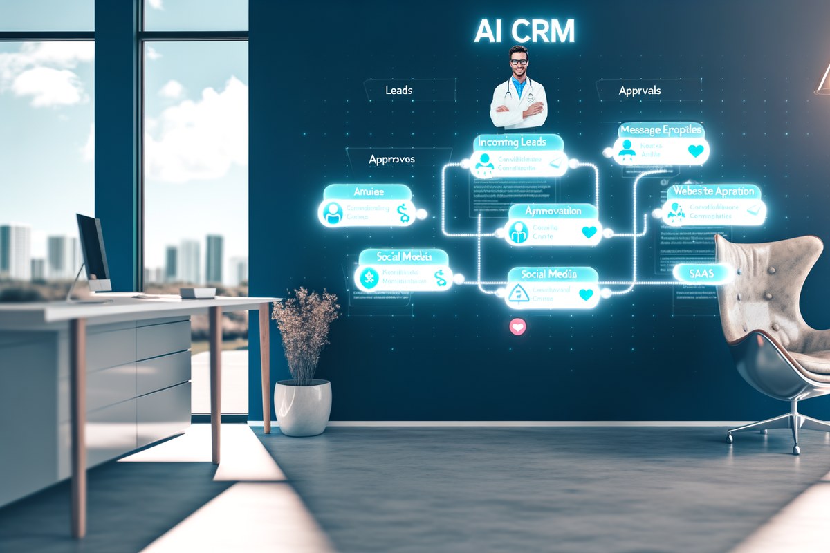 CRM lead tracking and message workflow visual for home service companies in Miami