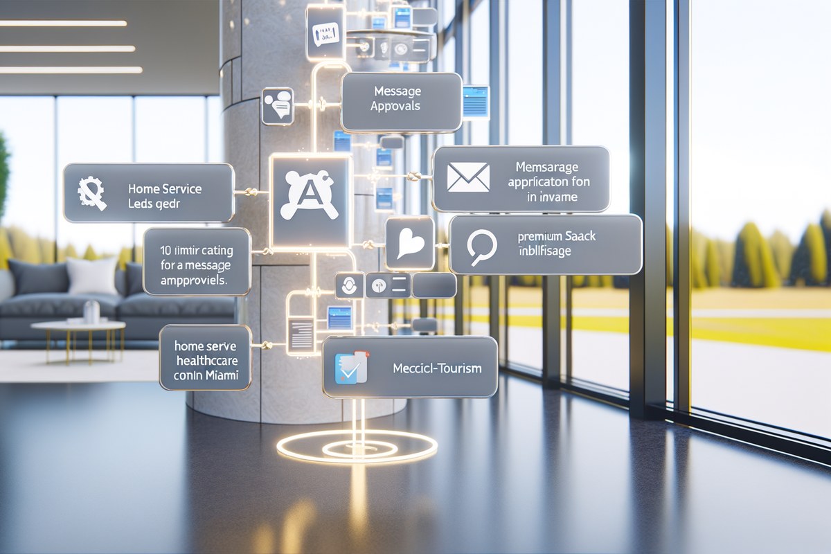 CRM lead tracking and message workflow visual for home service companies in Miami