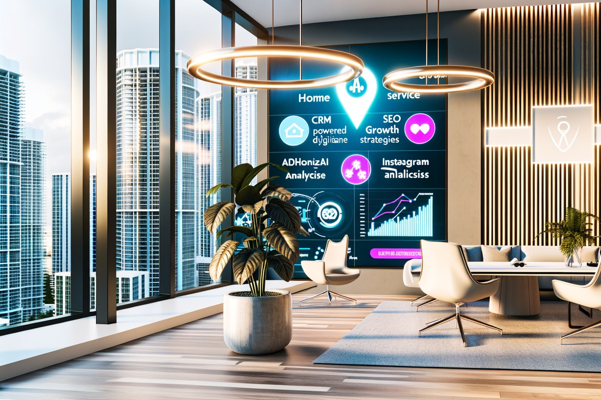 AI-powered SEO and digital growth concept for home service companies in Miami including services like miami instagram analysis services