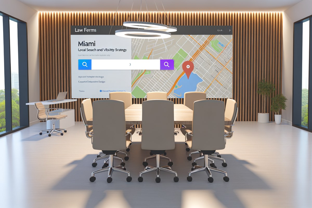 Miami Law Firm Local Visibility Strategy Local SEO and visibility strategy visual for law firms in Miami