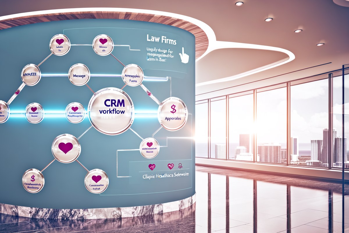 Miami Law Firm CRM Workflow CRM lead tracking and message workflow visual for law firms in Miami