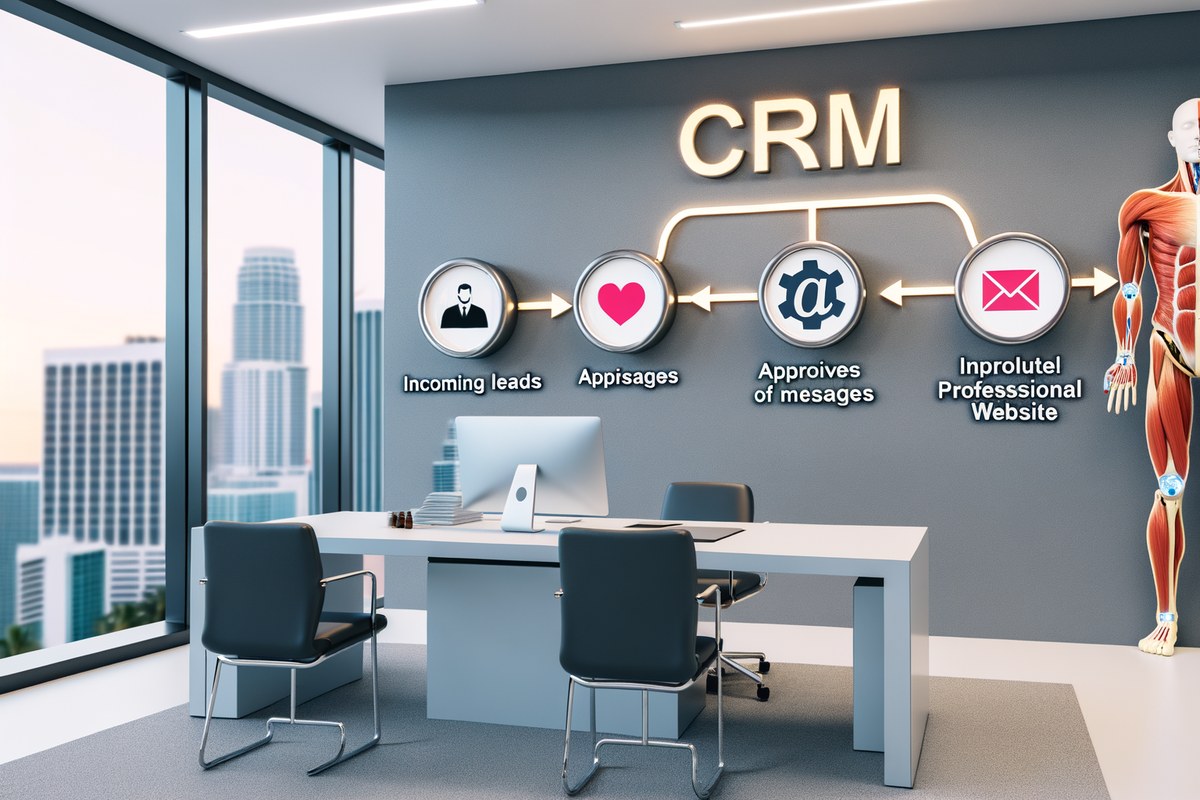 CRM lead tracking and message workflow visual for law firms in Miami
