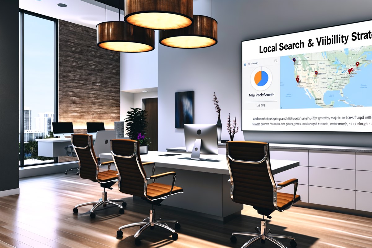 Miami Law Firm Local Visibility Strategy Local SEO and visibility strategy visual for law firms in Miami