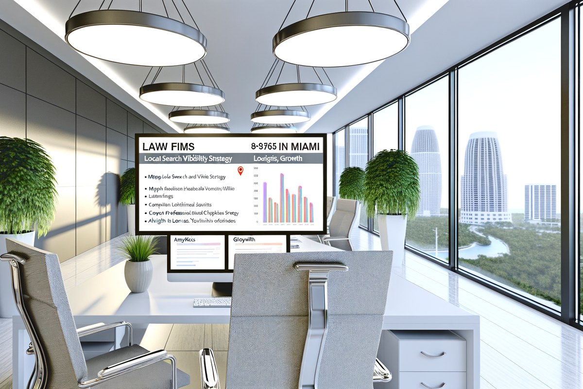 Miami Law Firm Local Visibility Strategy Local SEO and visibility strategy visual for law firms in Miami
