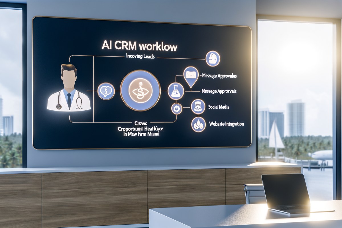 Miami Law Firm CRM Workflow CRM lead tracking and message workflow visual for law firms in Miami